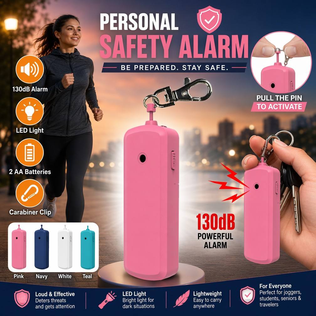 Personal Alarm Keychain - Alarme Pessoal Portátil de 130dB Anti-Lobo,